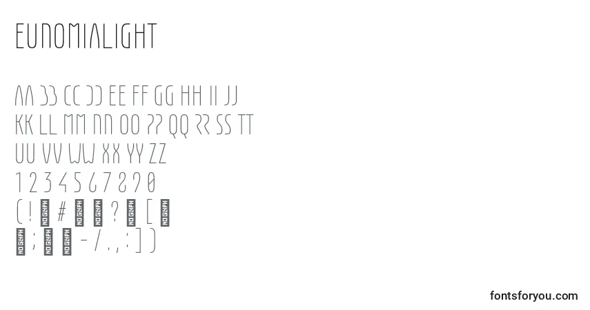 Czcionka EunomiaLight – alfabet, cyfry, specjalne znaki