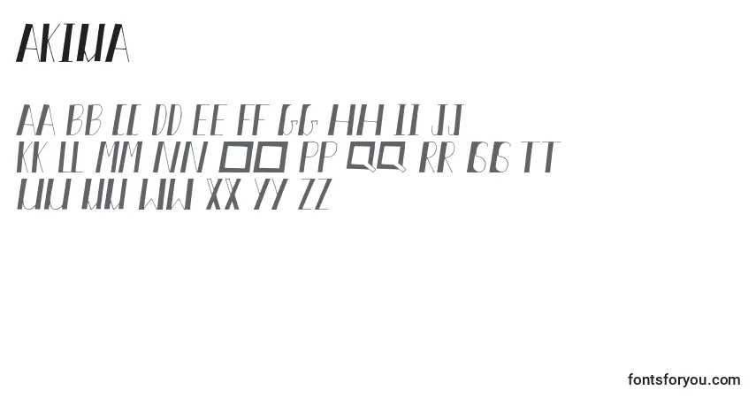 A fonte Akiva – alfabeto, números, caracteres especiais