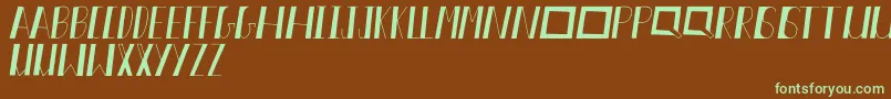 フォントAkiva – 緑色の文字が茶色の背景にあります。