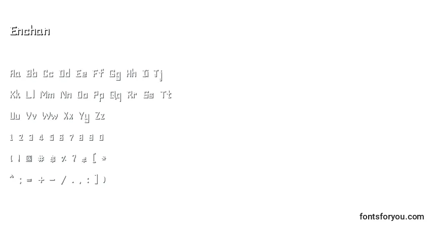 Schriftart Enchan – Alphabet, Zahlen, spezielle Symbole