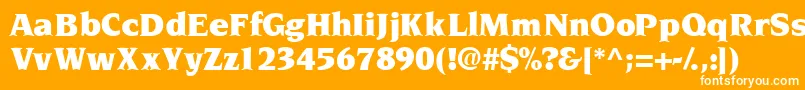 Czcionka Tridentblackssk – białe czcionki na pomarańczowym tle