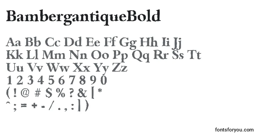 Schriftart BambergantiqueBold – Alphabet, Zahlen, spezielle Symbole