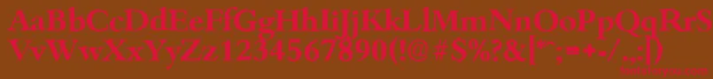 フォントBambergantiqueBold – 赤い文字が茶色の背景にあります。