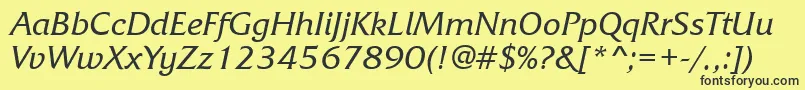 Czcionka FrizquadratacttItalic – czarne czcionki na żółtym tle