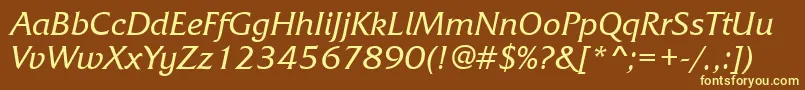 Шрифт FrizquadratacttItalic – жёлтые шрифты на коричневом фоне