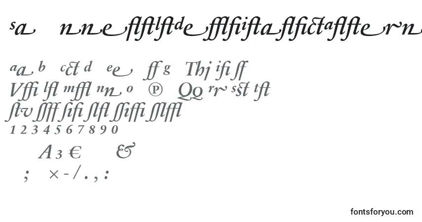 Schriftart SabonnextLtDemiItalicAlternate – Alphabet, Zahlen, spezielle Symbole