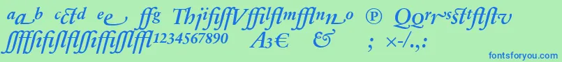 SabonnextLtDemiItalicAlternate Font – Blue Fonts on Green Background