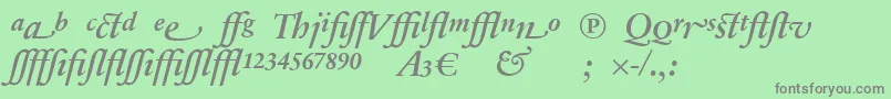 フォントSabonnextLtDemiItalicAlternate – 緑の背景に灰色の文字