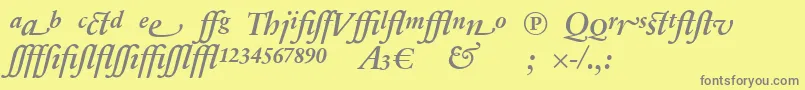 フォントSabonnextLtDemiItalicAlternate – 黄色の背景に灰色の文字