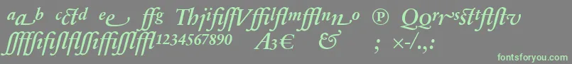 フォントSabonnextLtDemiItalicAlternate – 灰色の背景に緑のフォント