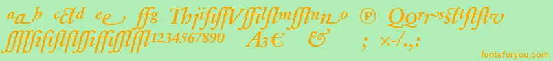 SabonnextLtDemiItalicAlternate Font – Orange Fonts on Green Background