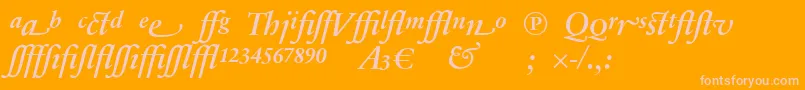 SabonnextLtDemiItalicAlternate-Schriftart – Rosa Schriften auf orangefarbenem Hintergrund