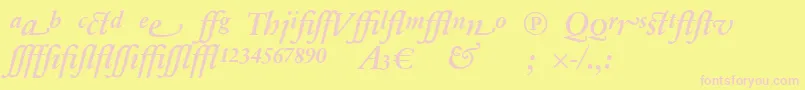 SabonnextLtDemiItalicAlternate-Schriftart – Rosa Schriften auf gelbem Hintergrund