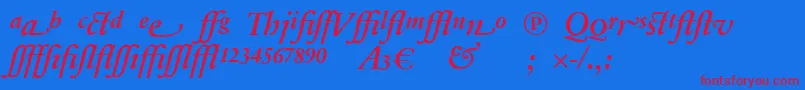SabonnextLtDemiItalicAlternate Font – Red Fonts on Blue Background