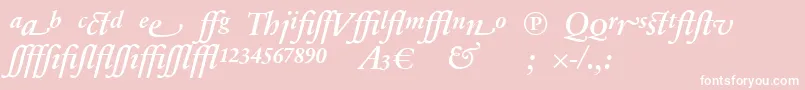 SabonnextLtDemiItalicAlternate-fontti – valkoiset fontit vaaleanpunaisella taustalla