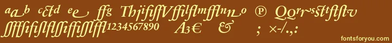 SabonnextLtDemiItalicAlternate Font – Yellow Fonts on Brown Background