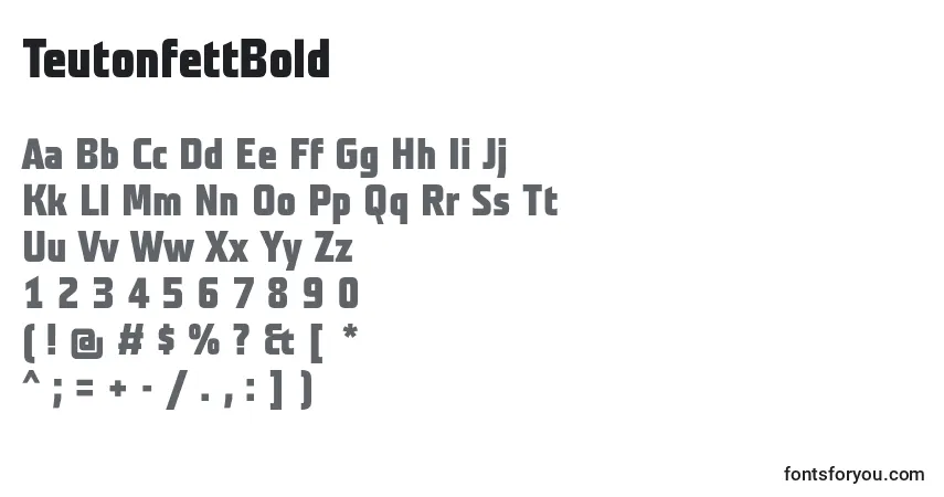 Schriftart TeutonfettBold – Alphabet, Zahlen, spezielle Symbole
