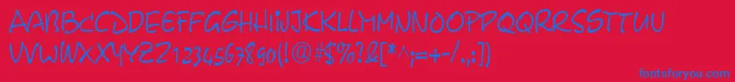PyxidiumcondensedRegular-Schriftart – Blaue Schriften auf rotem Hintergrund