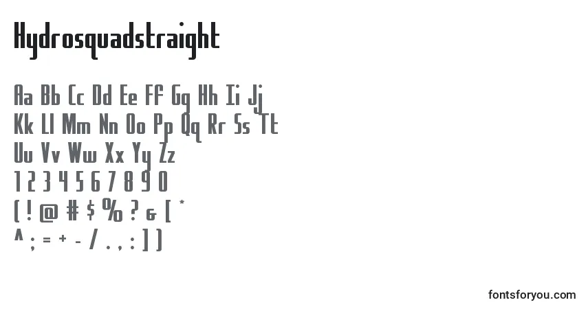 Шрифт Hydrosquadstraight – алфавит, цифры, специальные символы