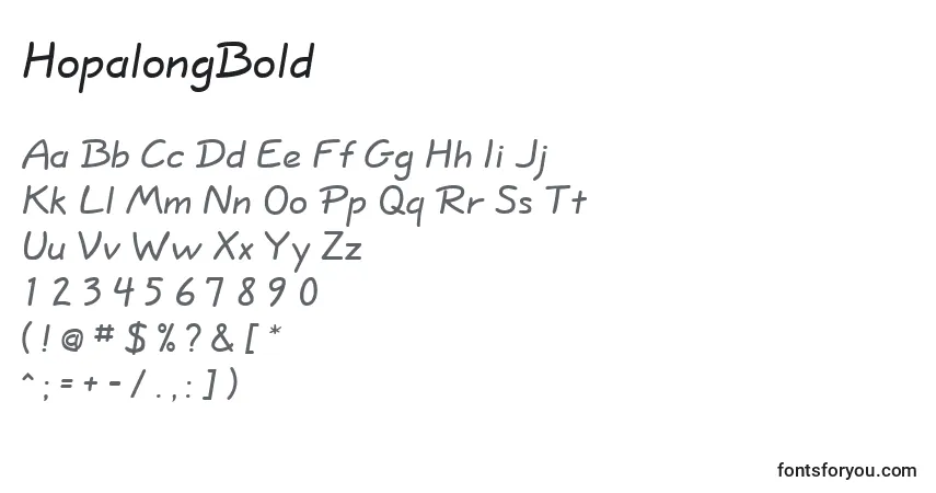 A fonte HopalongBold – alfabeto, números, caracteres especiais