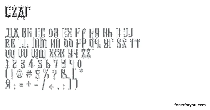 Schriftart Czar – Alphabet, Zahlen, spezielle Symbole