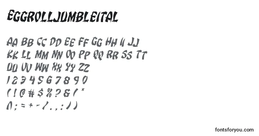 Шрифт Eggrolljumbleital – алфавит, цифры, специальные символы