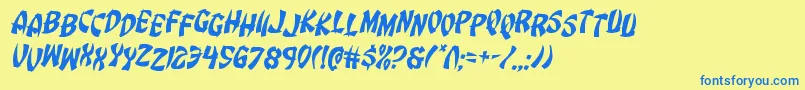 Eggrolljumbleital Font – Blue Fonts on Yellow Background