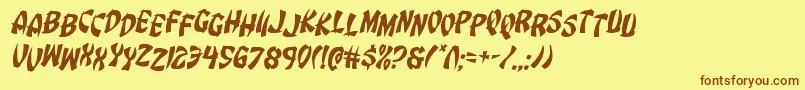 Więcej informacji o czcionce Eggrolljumbleital Czcionka Eggrolljumbleital – brązowe czcionki na żółtym tle