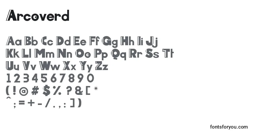 Czcionka Arcoverd (102539) – alfabet, cyfry, specjalne znaki