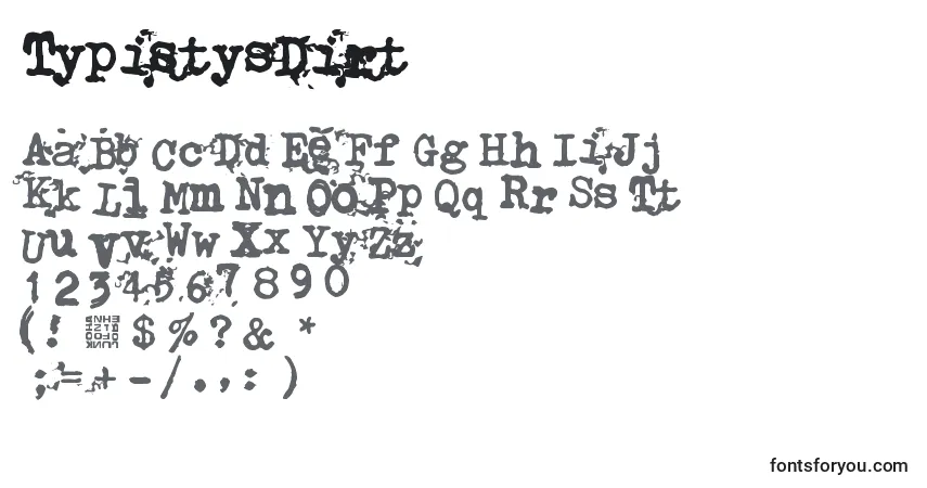 Czcionka TypistysDirt – alfabet, cyfry, specjalne znaki