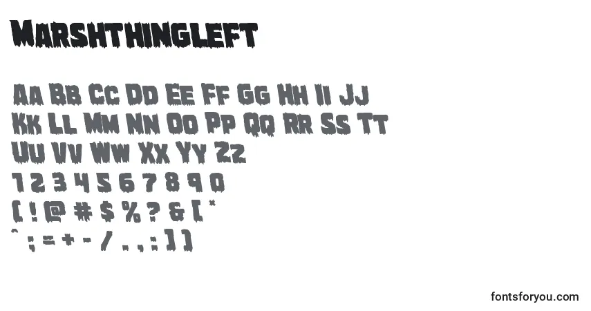 A fonte Marshthingleft – alfabeto, números, caracteres especiais