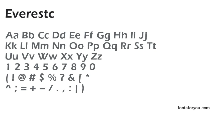 A fonte Everestc – alfabeto, números, caracteres especiais
