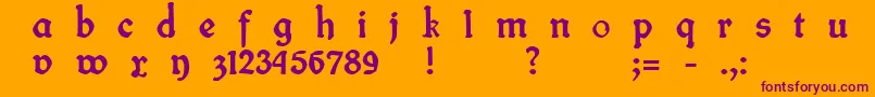 FineFrakturB-Schriftart – Violette Schriften auf orangefarbenem Hintergrund