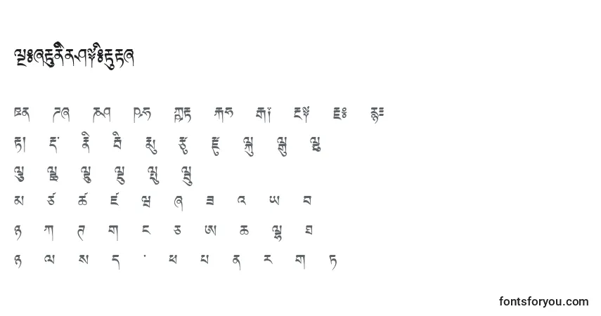A fonte Tibetanmachineweb – alfabeto, números, caracteres especiais