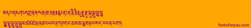 Tibetanmachineweb-fontti – violetit fontit oranssilla taustalla