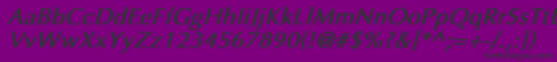 Fonte EppleyBoldItalic – fontes pretas em um fundo violeta