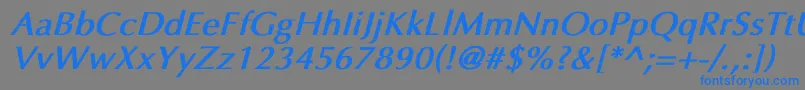 フォントEppleyBoldItalic – 灰色の背景に青い文字