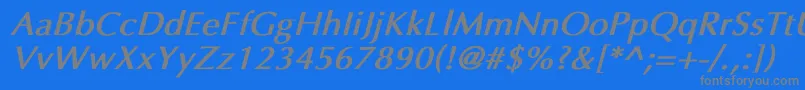 フォントEppleyBoldItalic – 青い背景に灰色の文字