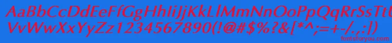 EppleyBoldItalic Font – Red Fonts on Blue Background