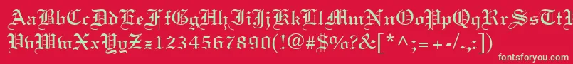 フォントLincolnn – 赤い背景に緑の文字