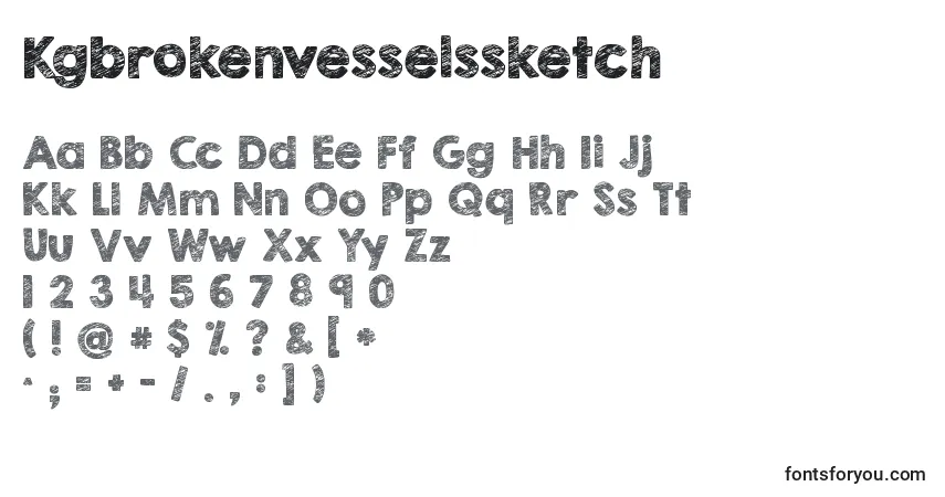Czcionka Kgbrokenvesselssketch – alfabet, cyfry, specjalne znaki