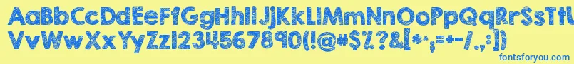 Kgbrokenvesselssketch Font – Blue Fonts on Yellow Background