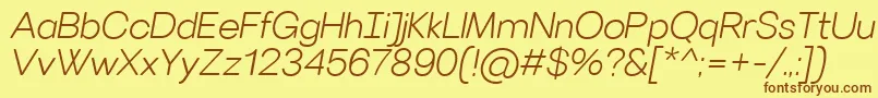 VillerayroundedLightitalic Font – Brown Fonts on Yellow Background