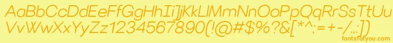 VillerayroundedLightitalic-Schriftart – Orangefarbene Schriften auf gelbem Hintergrund