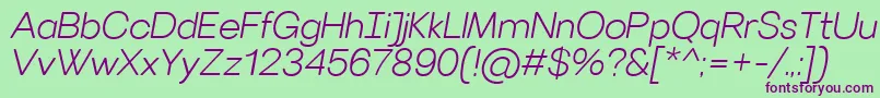 VillerayroundedLightitalic Font – Purple Fonts on Green Background