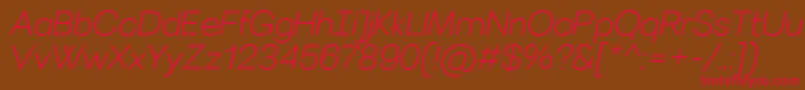VillerayroundedLightitalic-Schriftart – Rote Schriften auf braunem Hintergrund