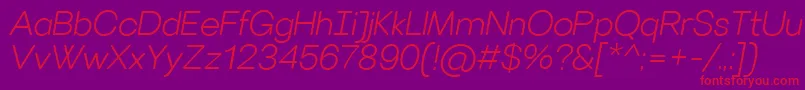 VillerayroundedLightitalic Font – Red Fonts on Purple Background