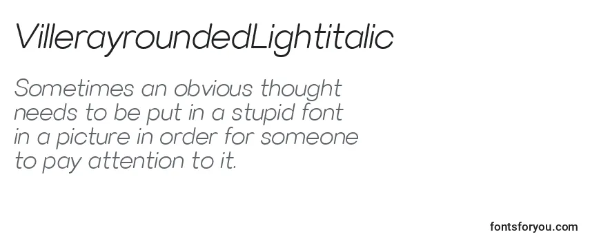 Review of the VillerayroundedLightitalic Font