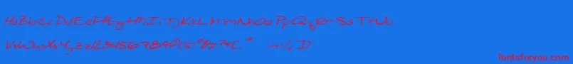 Shatteredprintitalic Font – Red Fonts on Blue Background