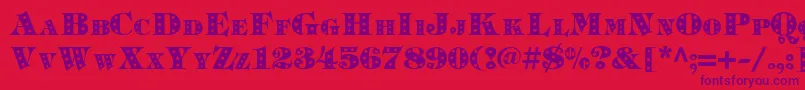 Timpanistars.KzBold-Schriftart – Violette Schriften auf rotem Hintergrund